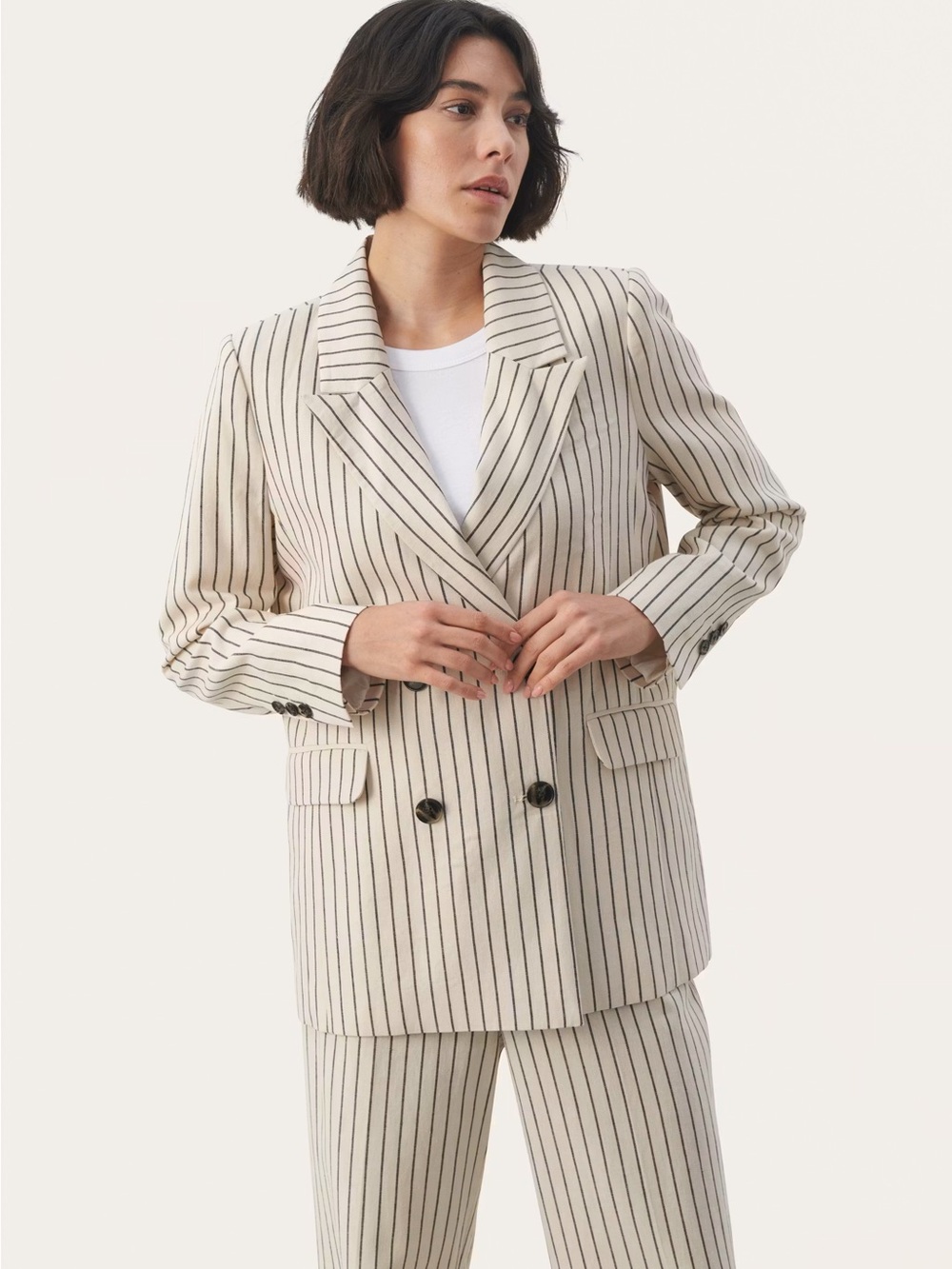 Part Two Copenhagen SinePW Linen Cotton Striped Blazer Size 42